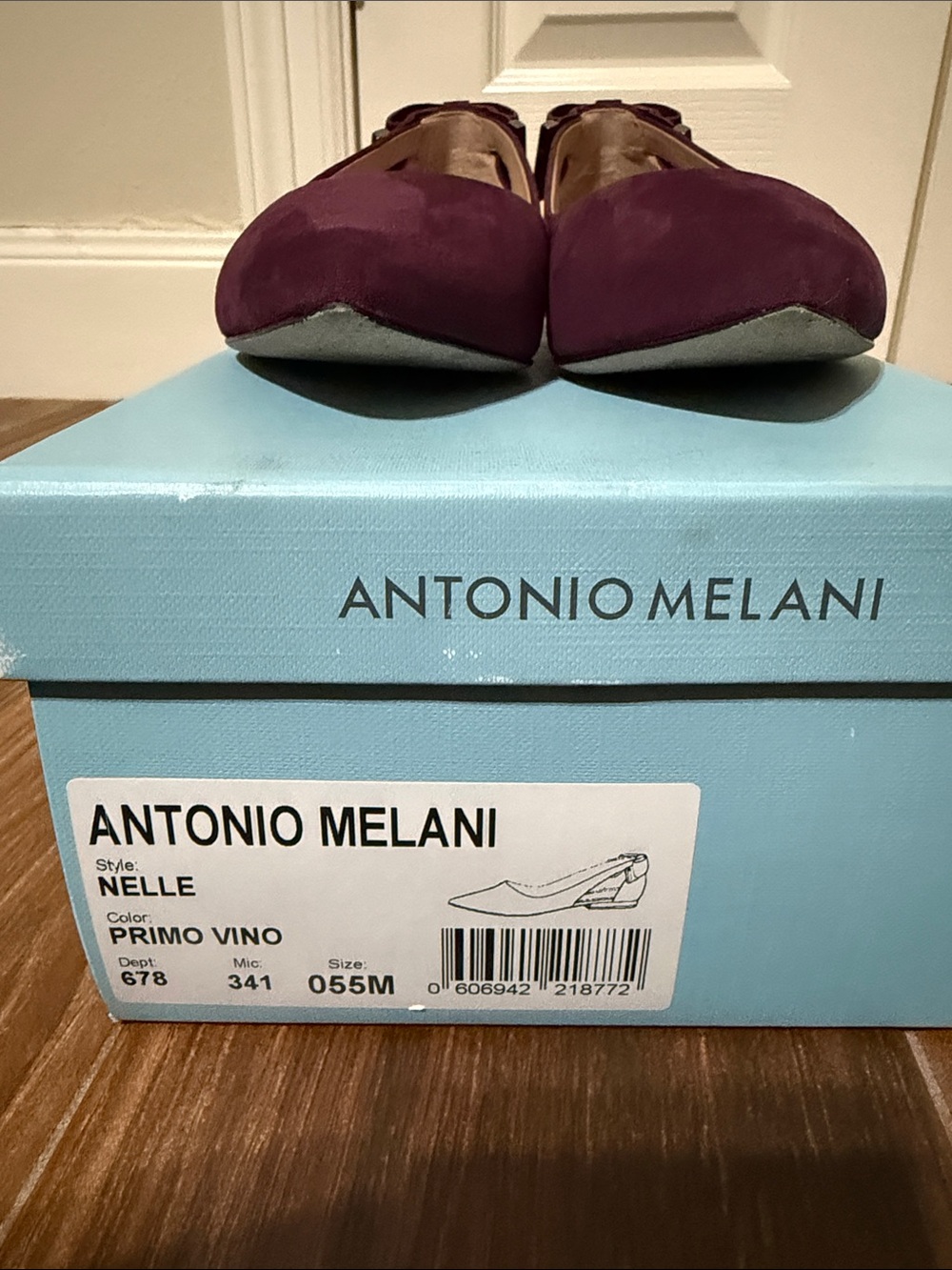 ANTONIO MELANI Plum Suede Pointed Slingback Flats - Picture 5 of 6